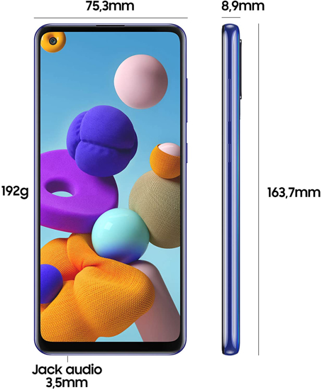 Image sur Samsung Galaxy A21s - 64GB+4GB - 48Mpx/16Mpx - Blanc - 12Mois Garantis