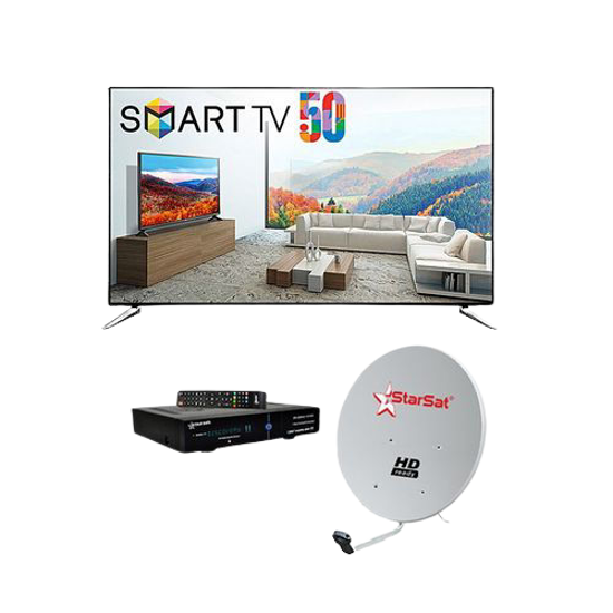 Smart TV LED Star Sat - 50" - Android - Full HD - ultra slim - Noir - 12 Mois + KIT satellite - Plus de 100 chaînes gratuites	