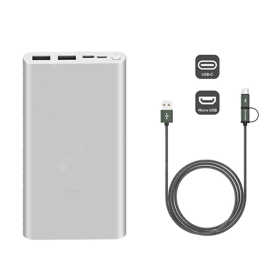 Image sur Batterie De Secours Xiaomi Mi Power Bank 3 10000 mAh 18W QC 3.0 / PD - Argentée - 6 Mois