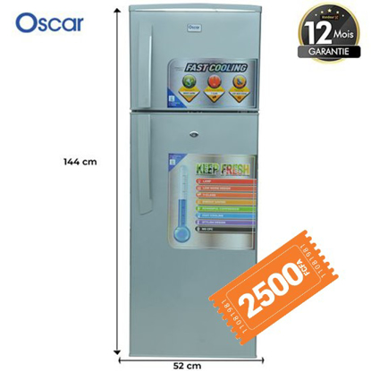 Réfrigérateur double porte Oscar OSC-R225S - 225L - Gris - 12 Mois de garantie +1coupon de réduction de 2500Fcfa OFFERT Réfrigérateur double porte Oscar OSC-R225S - 225L - Gris - 12 Mois de garantie +1coupon de réduction de 2500Fcfa OFFERT-iziwaycameroun