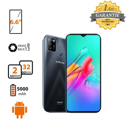 Agrandir l'image de Infinix Smart 5 - 6,6" Pouces - 2Go Ram + 32Go Rom - 8MP/8MP - 5000mAh - pochette et glass OFFERTES Image de Infinix Smart 5 - 6,6" Pouces - 2Go Ram + 32Go Rom - 8MP/8MP - 5000mAh - pochette et glass OFFERTES