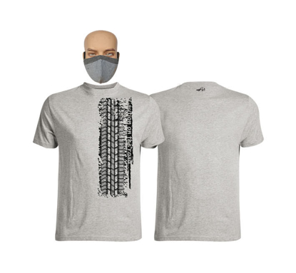 Image de T-shirt en coton - Courtes manches - Collection Pneu - Made in Cameroon - Gris