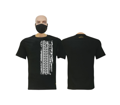 Image de T-shirt en coton - Courtes manches - Collection Pneu - Made in Cameroon - Noir