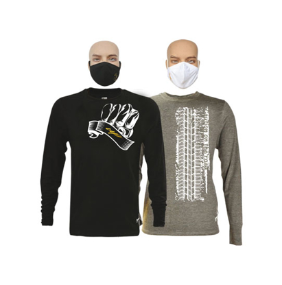 Image de T-shirts en coton - Longues manches + masque - Up collection et Collection Pneu - Made in Cameroon - 2 pièces - Noir et gris