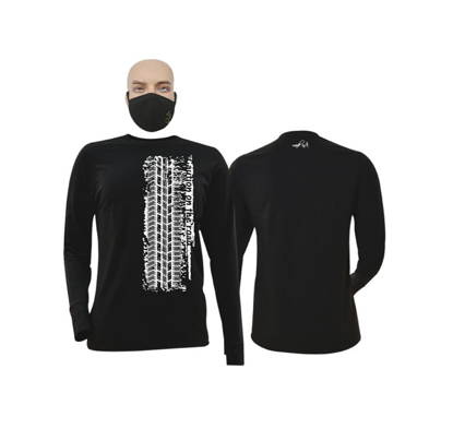 Agrandir l'image de T-shirt en coton - Longues manches + masque - Collection Pneu - Made in Cameroon - Noir Image de T-shirt en coton - Longues manches + masque - Collection Pneu - Made in Cameroon - Noir