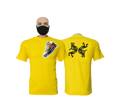 Image de T-shirt et masque en coton - Courtes manches - North west collection1 - Made in Cameroon - Jaune