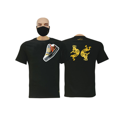 Image de T-shirt et masque en coton - Courtes manches - North west collection1 - Made in Cameroon - Noir