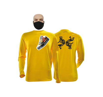 Image de T-shirt et masque en coton - Longues manches - North west collection1 - Made in Cameroon - Jaune