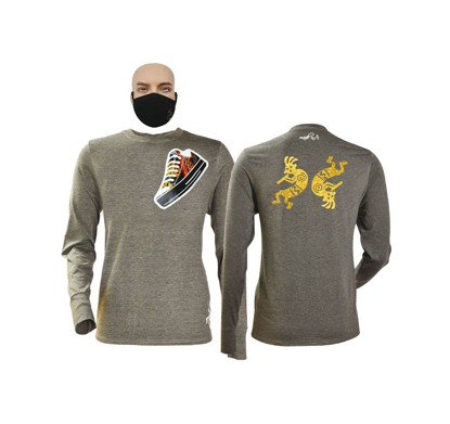 Image de T-shirt et masque en coton - Longues manches - North west collection1 - Made in Cameroon - Gris