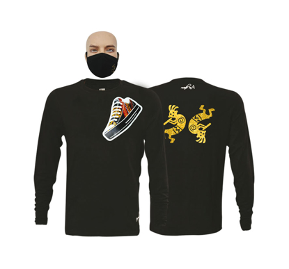 Image de T-shirt et masque en coton - Longues manches - North west collection1 - Made in Cameroon - Noir