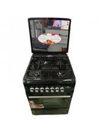 Cuisinière automatique EUROLUX 60*60 - 4bruleurs - couvercle en verre - Une porte - Noir - Garantie 06Mois