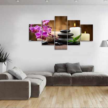 Image de Tableaux Decoration Murale Photo Image Artistique Photographie Graphique Fleurs, cailloux de mer et bougie
