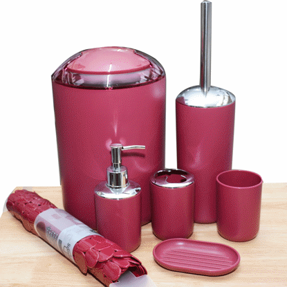 Image de ACCESSOIRE SALLE DE BAIN + TAPIS WC 7Piièces