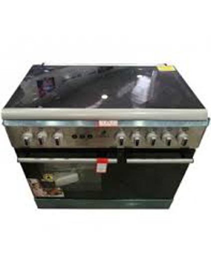 Image sur Cuisinière automatique EUROLUX 60*90 - 4bruleurs et plaque à induction - couvercle en verre - Deux portes - Gris - Garantie 06Mois