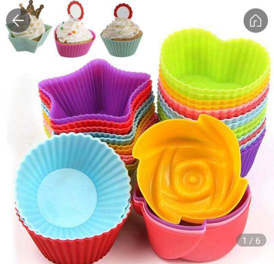 Image sur Moules A Cup Cake En silicone - 12 Pièces - Multicolore
