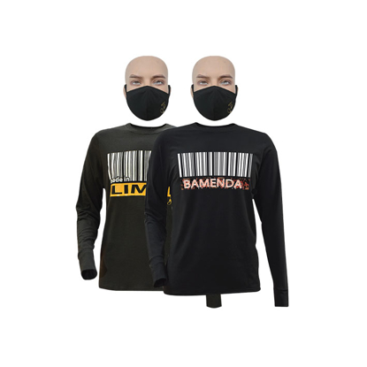 Image de T-shirts en coton - Longues manches + masques - Bamenda et Limbé - 2 pièces - Made in Cameroon - Noir