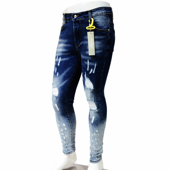 Image sur Pantalon jeans destroy bleu