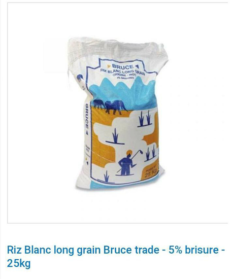 Image sur Riz indien blanc long grain Bruce Trade 25kg + 05% brisure