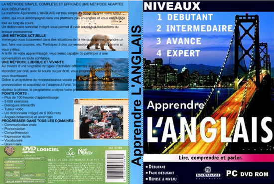Image sur DVD Logiciel APPRENDRE L'ANGLAIS 1+2+3+4 (La méthode simple, complète et efficace)