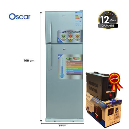 Agrandir l'image de Réfrigérateur double porte Oscar OSC-R275S - 275L - gris - 12 mois garantis Image de Réfrigérateur double porte Oscar OSC-R275S - 275L - gris - 12 mois garantis