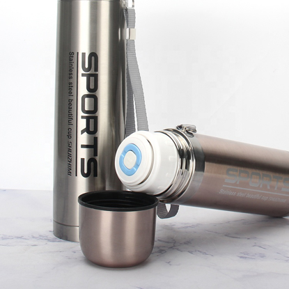 Image de Bouteille Pour Boissons En Acier Inoxydable - Avec Pressoir - 1000 mL