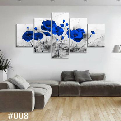 Image de Tableau décoratif d'intérieur - Fleurs Bleu - 5 en 1