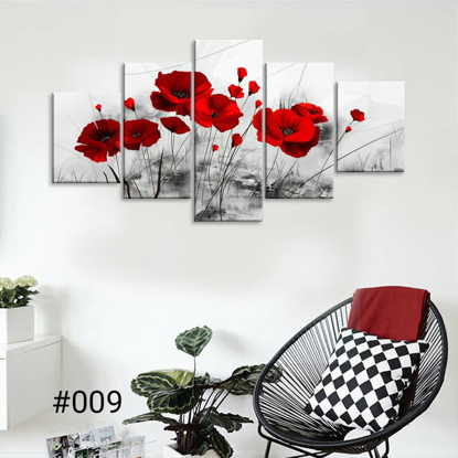 Agrandir l'image de Tableau décoratif d'intérieur - Fleurs écarlates - 5 en 1 Image de Tableau décoratif d'intérieur - Fleurs écarlates - 5 en 1