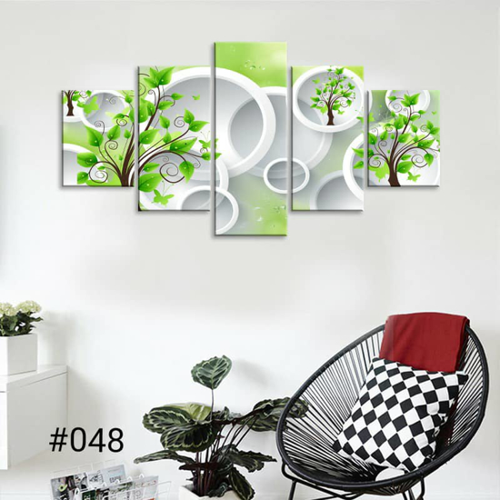 Image sur Tableau décoratif d'intérieur - Arbustes Verts - 5 en 1