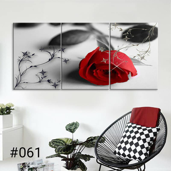 Image sur Tableau décoratif d'intérieur - Rose Rouge Noir - 3 en 1
