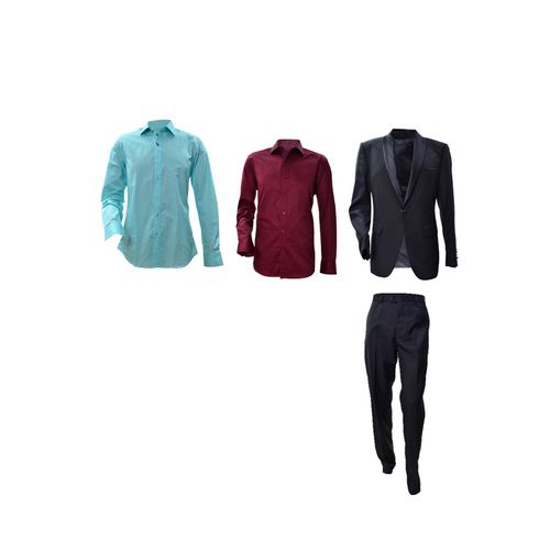 Image sur Chemises Rouge Et Bordeaux En Coton + Costume - Noir