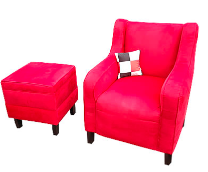 Agrandir l'image de Canapé + Pouf Luxueux de salon en Velour -  Rouge Image de Canapé + Pouf Luxueux de salon en Velour -  Rouge