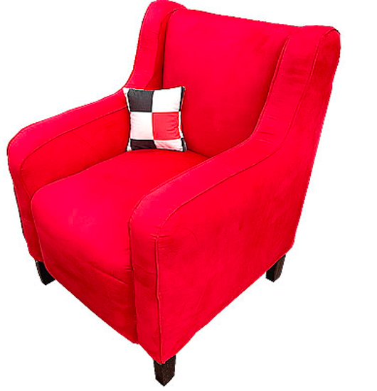 Image sur Canapé + Pouf Luxueux de salon en Velour -  Rouge