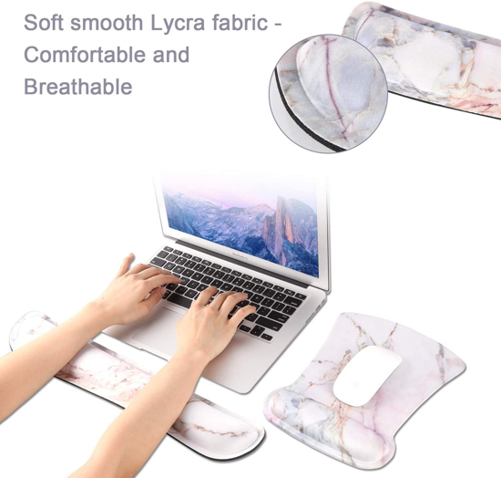 Image sur tapis de souris,  avec mousse à mémoire de forme ergonomique pour une frappe facile et un soulagement de la douleur, marbre coloré