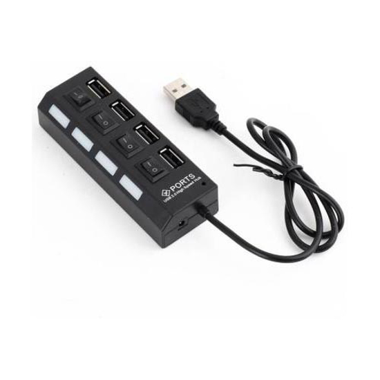 Image sur concentrateur USB 2.0 à 4 ports avec interrupteur d'alimentation individuel