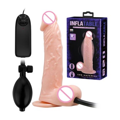 Agrandir l'image de Gode Ventouse Vibrant et gonflable - Beige Image de Gode Ventouse Vibrant et gonflable - Beige