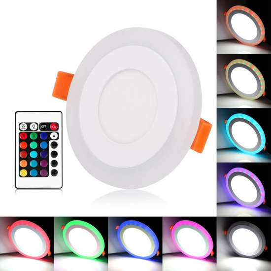 Image sur Downlight rond LED 7W RGBW LED plafond multicolore dimmable spot encastré contrôleur infrarouge changement de couleur AC 110V / 220V