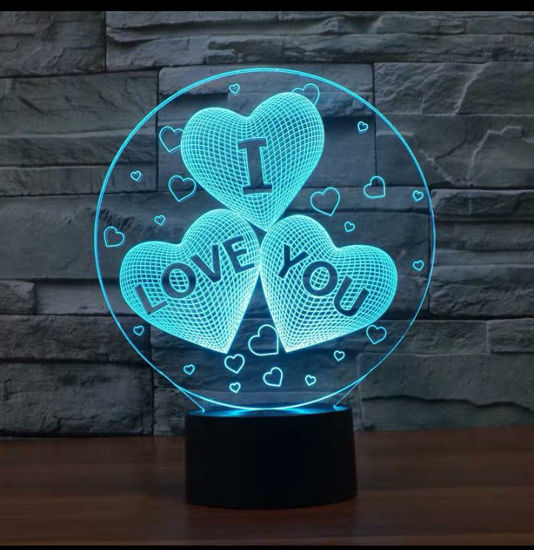 Image sur Lampe Veilleuse Romantique 3D - Lumière Led - I LOVE YOU