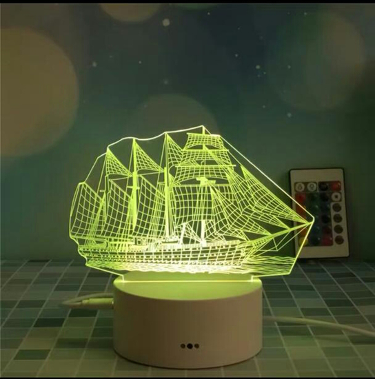 Image sur Veilleuse Romantique  3D - Lumière Led - Bateau