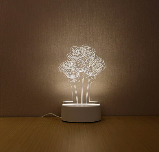 Image sur Veilleuse Romantique  3D - Lumière Led - Fleur
