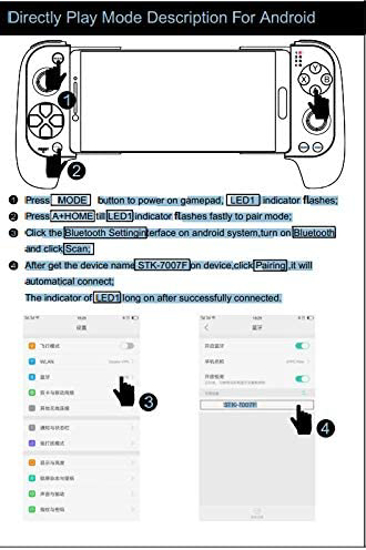 Image sur Manette de jeu télescopique sans fil Bluetooth pour téléphone Android et iphone (4 à 7Plus) avec joystick flexible rouge + bleu
