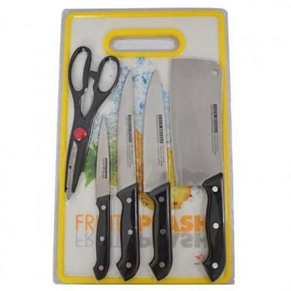 Image de Ustensile De Cuisine - 6 Pièces - Couteaux + Planche à Découper