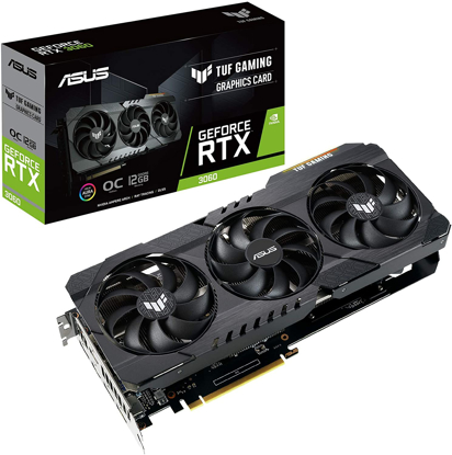Agrandir l'image de Carte graphique ASUS TUF Gaming NVIDIA GeForce RTX 3060 OC Edition (PCIe 4.0, 12 Go GDDR6, HDMI 2.1, DisplayPort 1.4a, double roulements à billes, certification de qualité militaire, GPU Tweak II) Image de Carte graphique ASUS TUF Gaming NVIDIA GeForce RTX 3060 OC Edition (PCIe 4.0, 12 Go GDDR6, HDMI 2.1, DisplayPort 1.4a, double roulements à billes, certification de qualité militaire, GPU Tweak II)