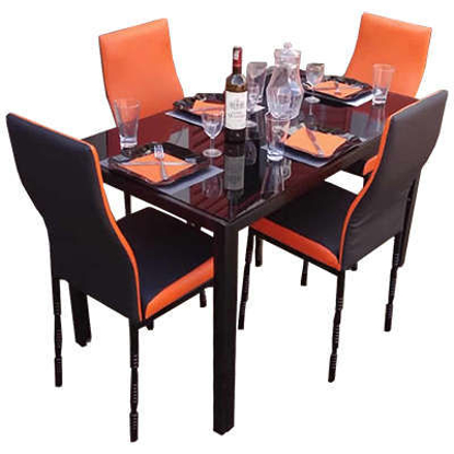 Salle à manger - 4 places - démontable - en verre - noir & orange Salle à manger - 4 places - démontable - en verre - noir & orange  - iziway Cameroun