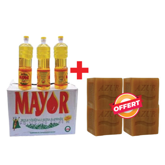 Image sur 1 carton d'huile Mayor acheté - 04 Morceaux de savon Azur 400g offert