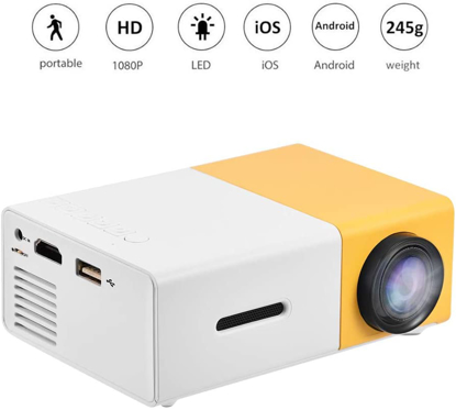 Agrandir l'image de Mini projecteur - Full HD 1080P - LED Multimédia avec USB - Blanc, Orange Image de Mini projecteur - Full HD 1080P - LED Multimédia avec USB - Blanc, Orange