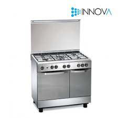 Agrandir l'image de Cuisinière Innova - FB 9502BL - 60*90 5foyers - Automatique + Porte Gaz - INOX - 06Mois Garantis Image de Cuisinière Innova - FB 9502BL - 60*90 5foyers - Automatique + Porte Gaz - INOX - 06Mois Garantis