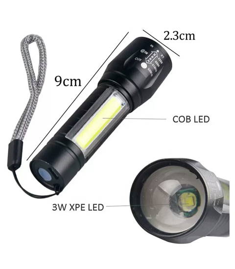Image sur Mini Lampe De Poche Rechargeable XPE - USB - 7W - 2 En 1 - Garantie 1 mois