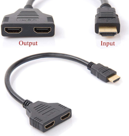 Image sur HDMI 1 mâle vers Double HDMI 2 femelle Y adaptateur de câble de répartiteur LCD LED HD TV