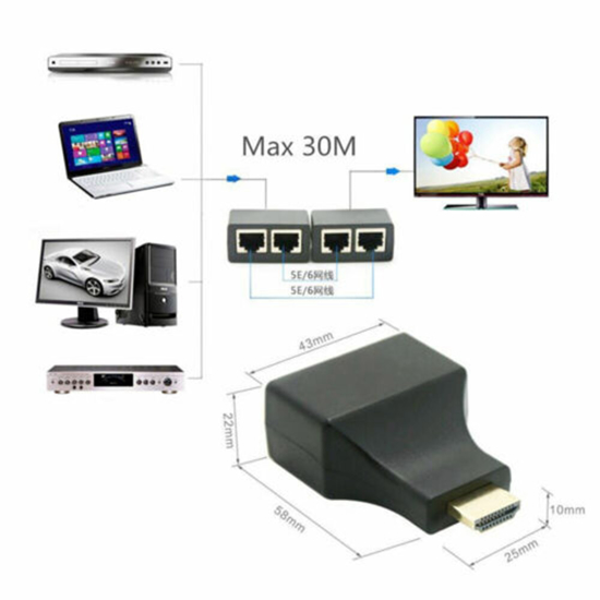 Image sur Adaptateur HDMI mâle vers RJ45 cat 5E/6