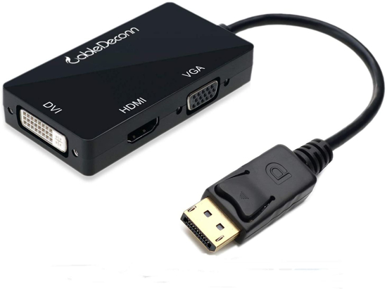 Image sur Displayport Dp vers HDMI/DVI/VGA Mâle vers Femelle 3-en-1 Adaptateur Convertisseur Câble